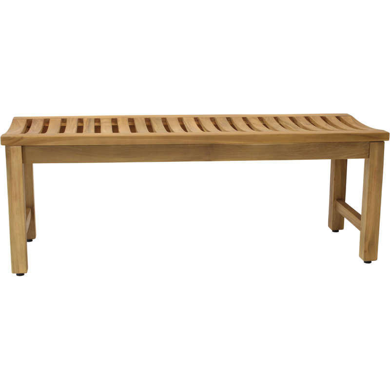 Outdoor Teak Bench, 17" H x 48" W x 16.5" D