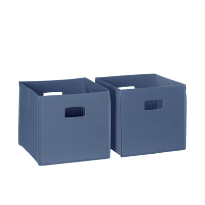 RiverRidge Kids 2pc Fabric Collapsible Storage Cube Organizers with Handles for Playroom Organization - Slate Blue