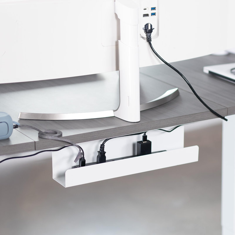 Plateau de gestion des câbles sous le bureau, organisateur de cordon, accessoires de bureau personnel, blanc, Blanc