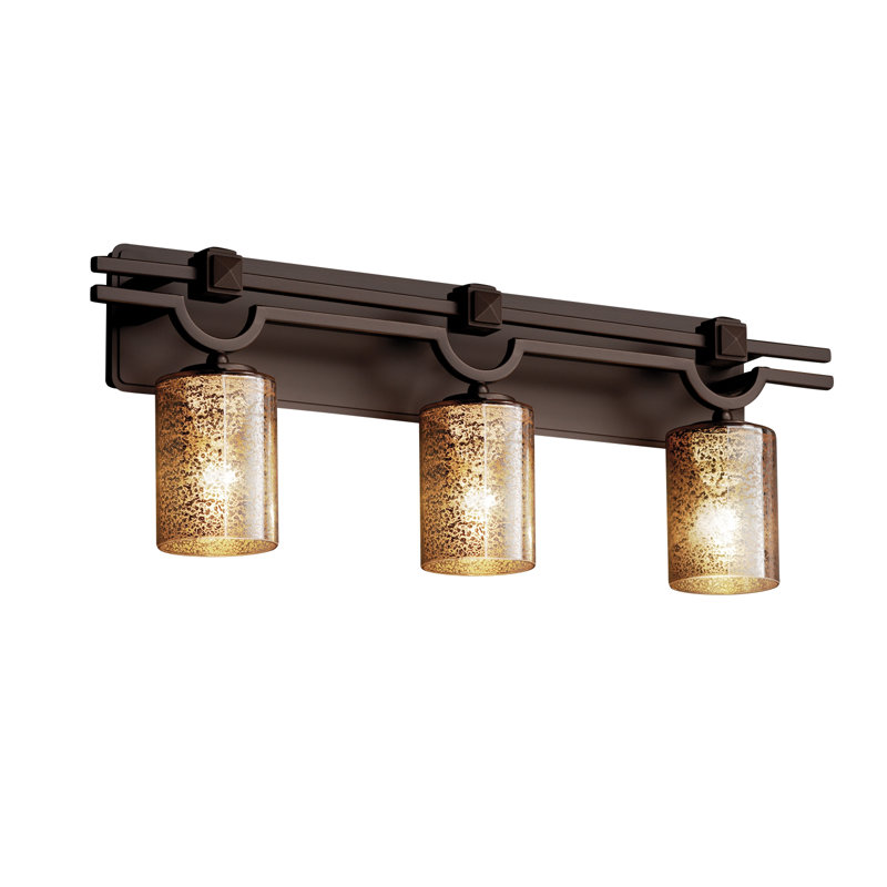 Éclairage pour salle de bain 3 lumières Casson, Chrome poli, Caramel