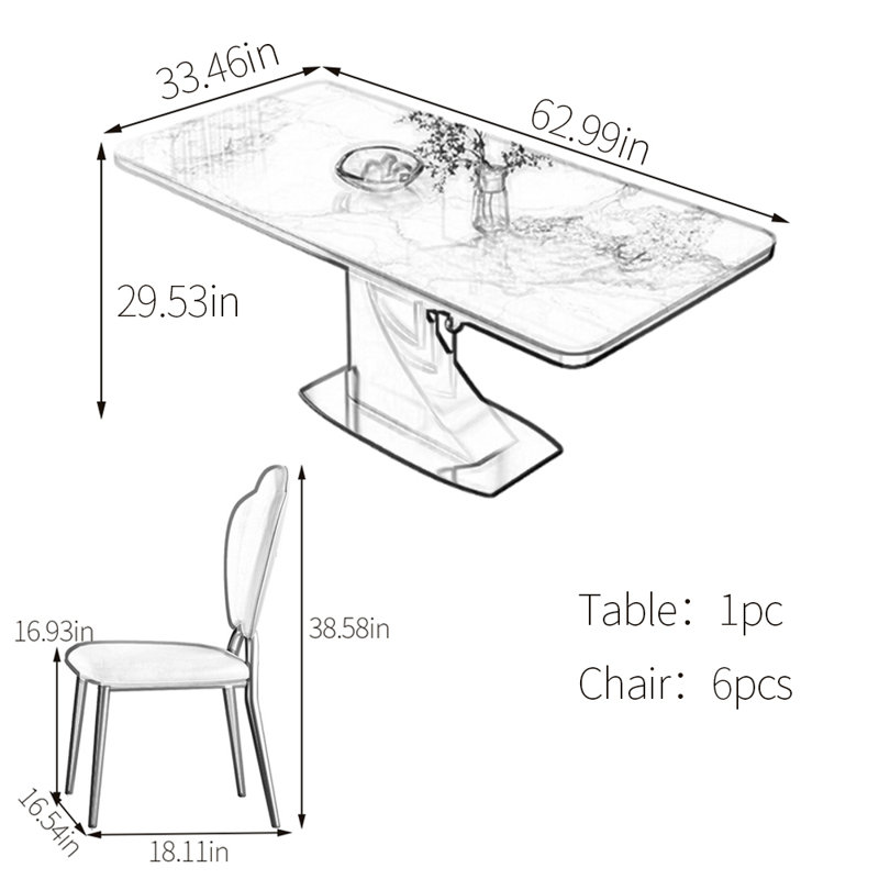 Ensemble de table de salle à manger haut de gamme en fritté, Noir, H 29,53 po x L 62,99 po x l 33,46 po