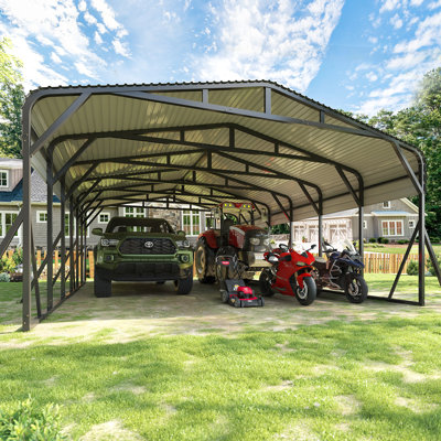 20 ft. W x 30 ft. D Metal Carport with Reinforced Heavy-Duty Steel Frame, Outdoor Canopy Shelter for Multiple Vehicles
