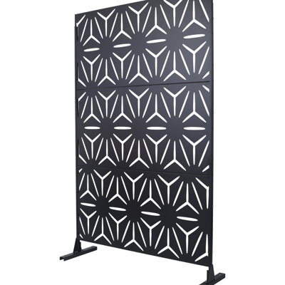 Écran d'intimité en métal H 76 po en métal - pour espaces intérieurs et extérieurs Terrasse, patio, pelouse et jardin Noir