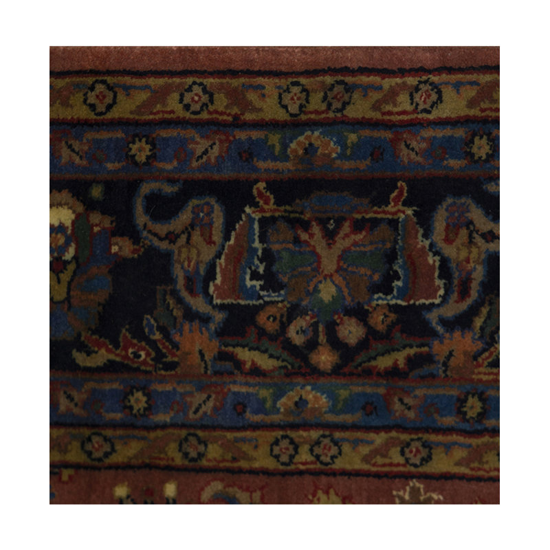 Hand-Knotted High-Quality Navy and Brown Area Rug