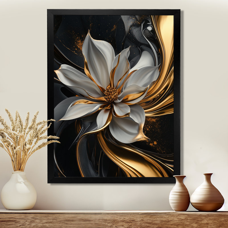 Mollie - art mural floral, Noir, H 20 po x l 12 po, Reproduction encadrée d'une seule photo