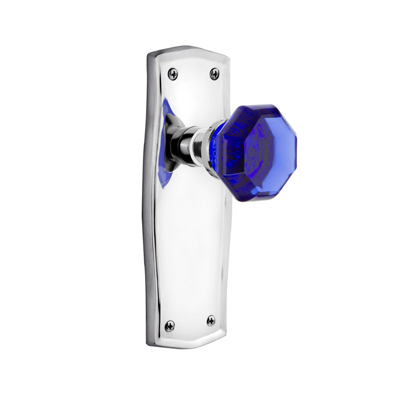 Plaque Prairie avec bouton de porte Waldorf Cobalt, Chrome brillant, 2 3/4 po