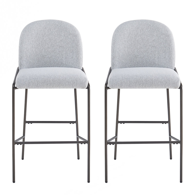Tabouret de bar rembourré en métal, Gris