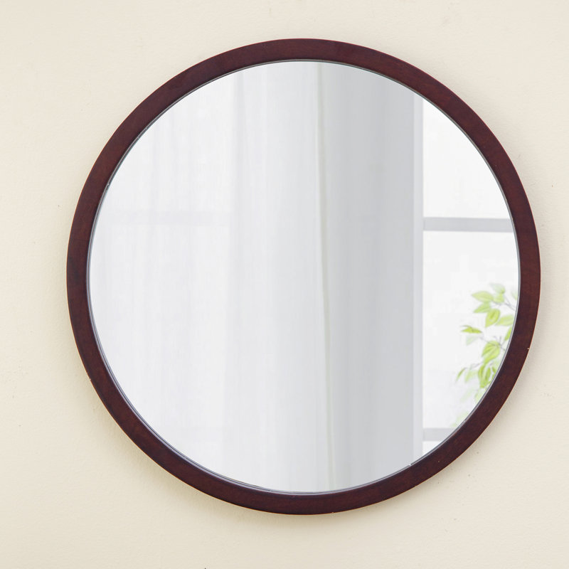 Miroir mural 20 "avec cadre en bois de noyer pour les espaces de vie, Brun