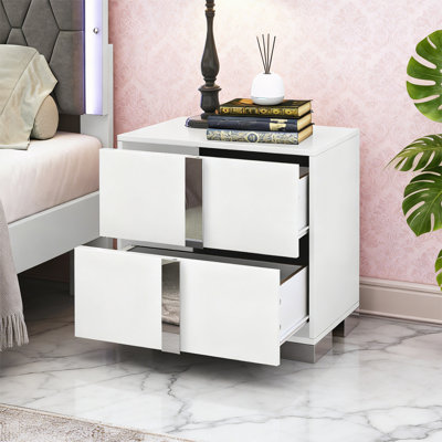 Table de chevet avec 2 tiroirs pour la chambre à coucher et le salon