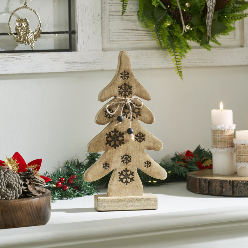 Arbre de flocon de neige en bois naturel, H 13 po x l 7 po x P 2 po