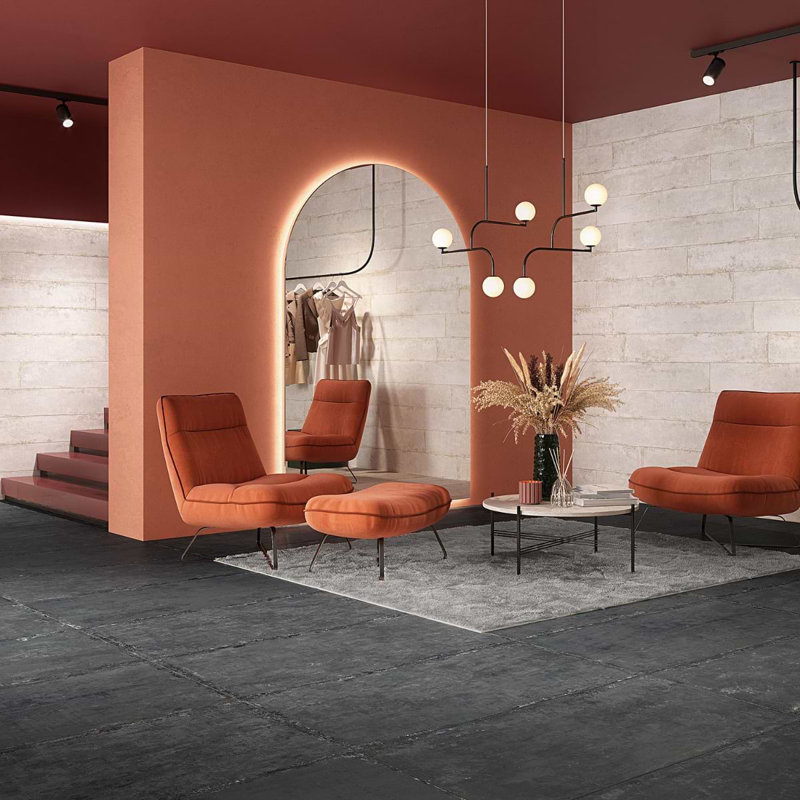 Portrait 24X48 Matte Porcelain Tile, Black Gold