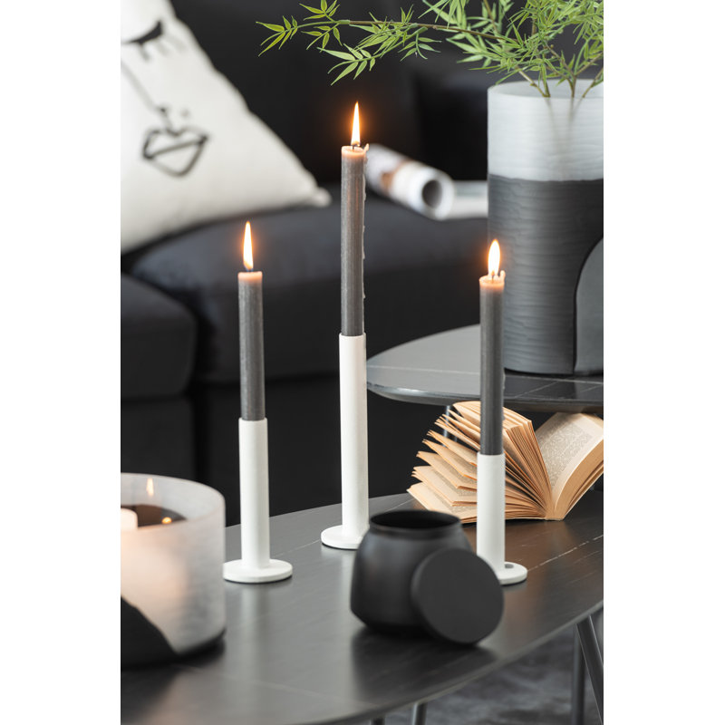 3 Piece Metal Tabletop Candlestick Set, Matte White, 100cm H x 15cm W x 15cm D