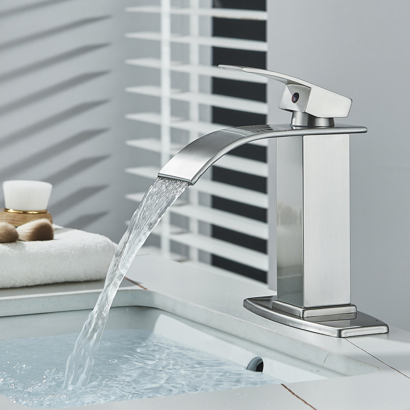 Single-handle Bathroom Faucet with Drain Assembly, Brushed Nickel
