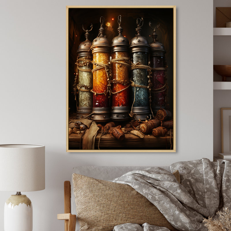 Pratto Hebrew Torah Scrolls, reproduction d'art sur toile, Cadre naturel flottant, H 32 po x l 24 po x P 1 po