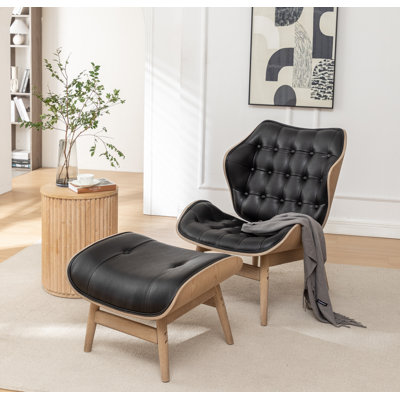 Jeyshan Upholstered Tufted Lounge Chair and Ottoman