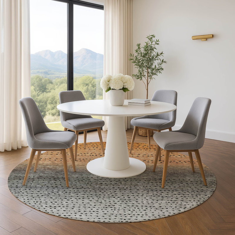 Premium Machine Washable Ansley Abstract Rug, Round 8'