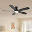 Ventilateurs de plafond 52 po avec lumières à DEL et télécommande / commande, plafonnier encastré, 3 CCT à intensité variable, moteur à courant continu réversible, silencieux, 5 ventilateurs de plafond noirs à double face pour la chambre à coucher, intérieur / extérieur couvert-117580839-117580838