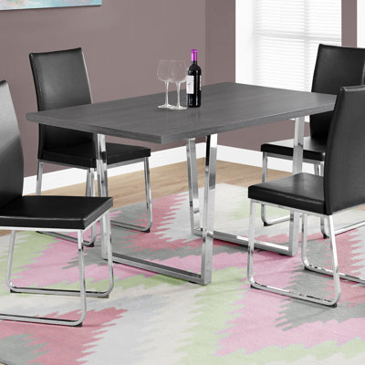 Table de salle à manger, rectangulaire, 60 po, cuisine, salle à manger, stratifié, métal chromé
