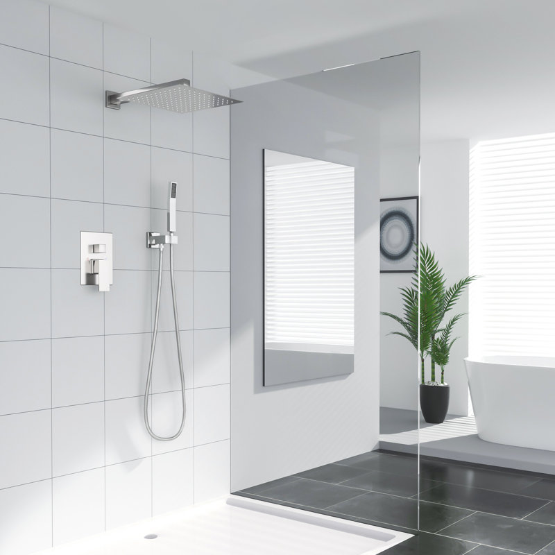 Complete Shower System with Rough in-Valve, Brushed Nickel