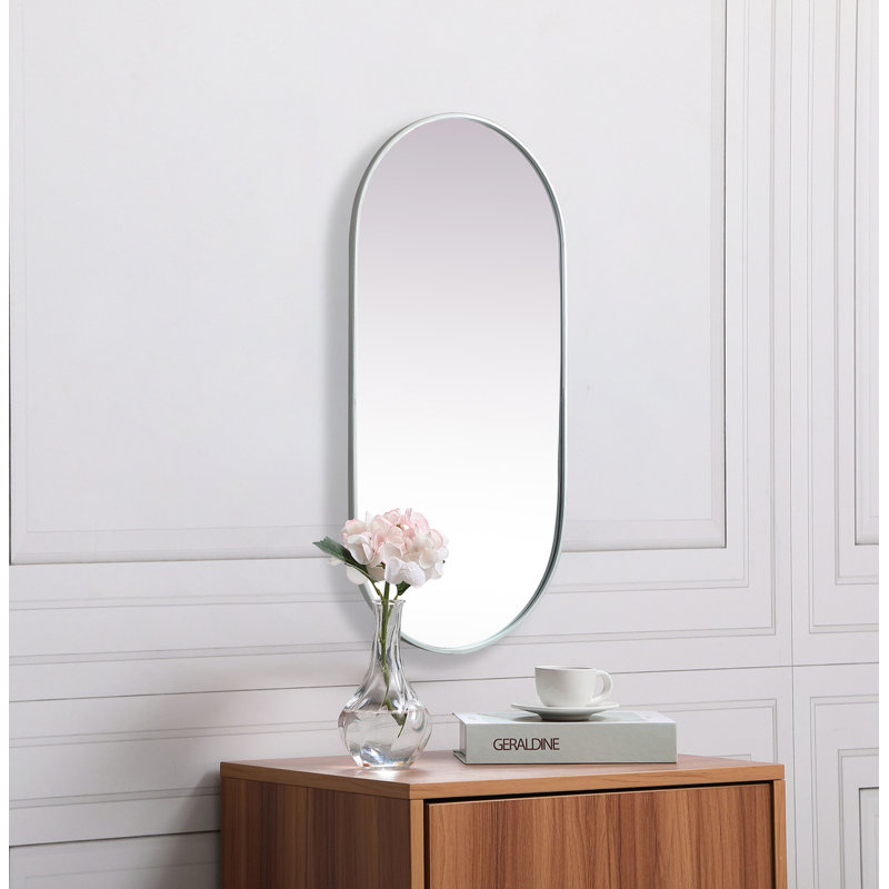 Elington Metal Oval Mirror, Silver, 48"  x 24" 