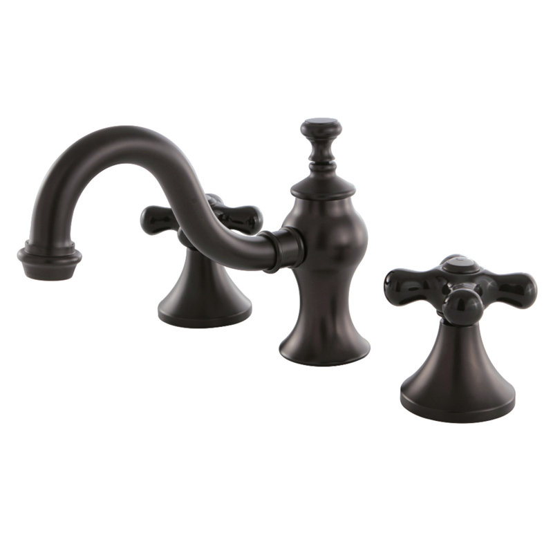Kingston Brass Duchess Two-Handle 3-Hole Deck Mount Widespread Bathroom Faucet with Brass Pop-Up Drain, Oil Rubbed Bronze