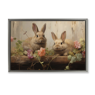 "Pâques lapins avec jardin", art mural sur toile flottante, design par Arlington Prints