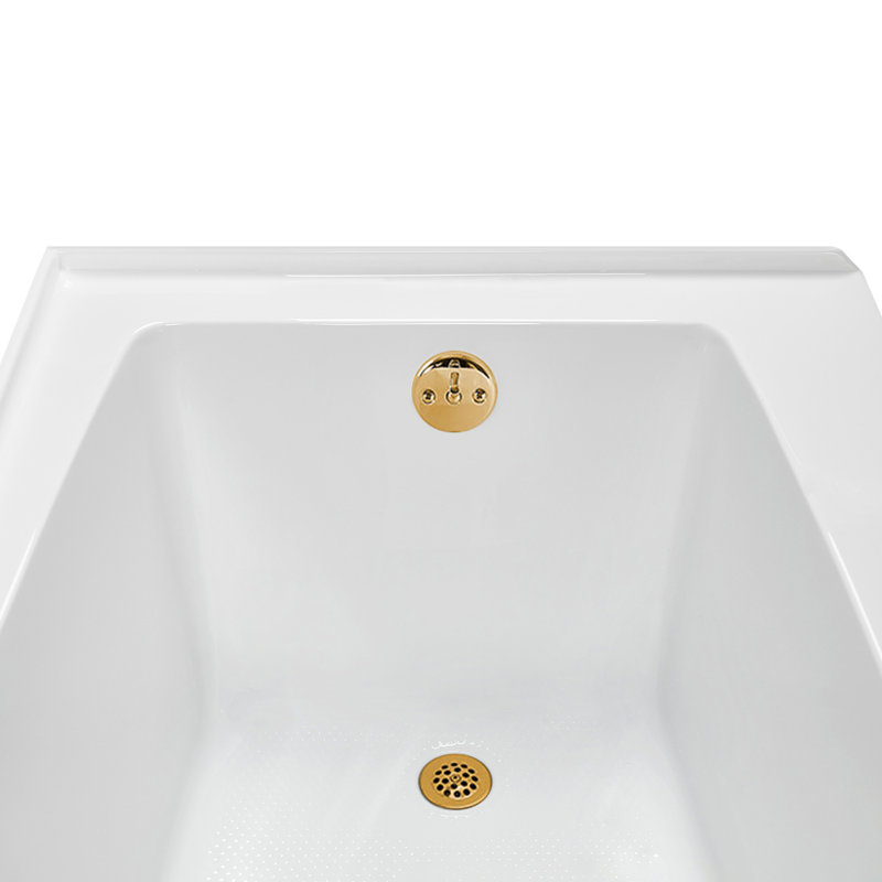 Baignoire en alcôve droite en acrylique blanc brillant avec drain extérieur Streamline 60 po x 30 po Streamline, Or brossé