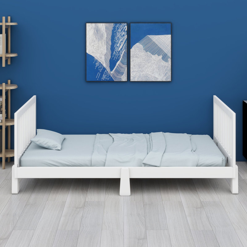 Cadre de lit pour enfant avec barrières de sécurité, lit Montessori convertible 3 en 1 en lit plateforme pour chambres modernes