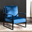 Fauteuil Mid-Century moderne en velours bleu, fabrication en métal pour chambre à coucher, salon, bureau à domicile avec support-1886886576