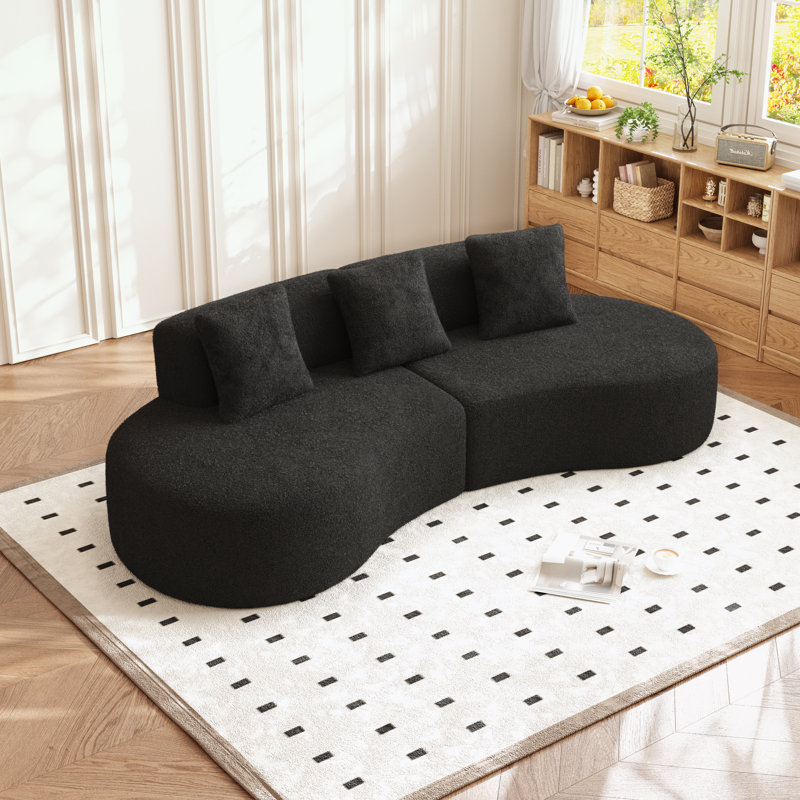 Canapé modulaire courbé Boneless avec coussins, Noir