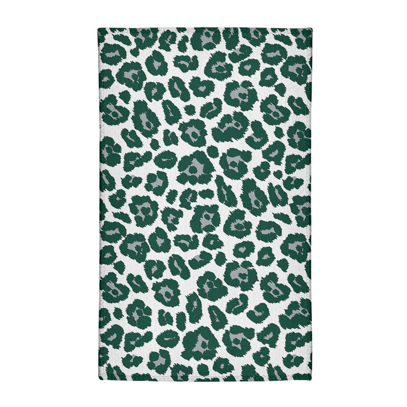 Tapis blanc / vert / gris à imprimé animal, Rectangle 4 pi x 6 pi