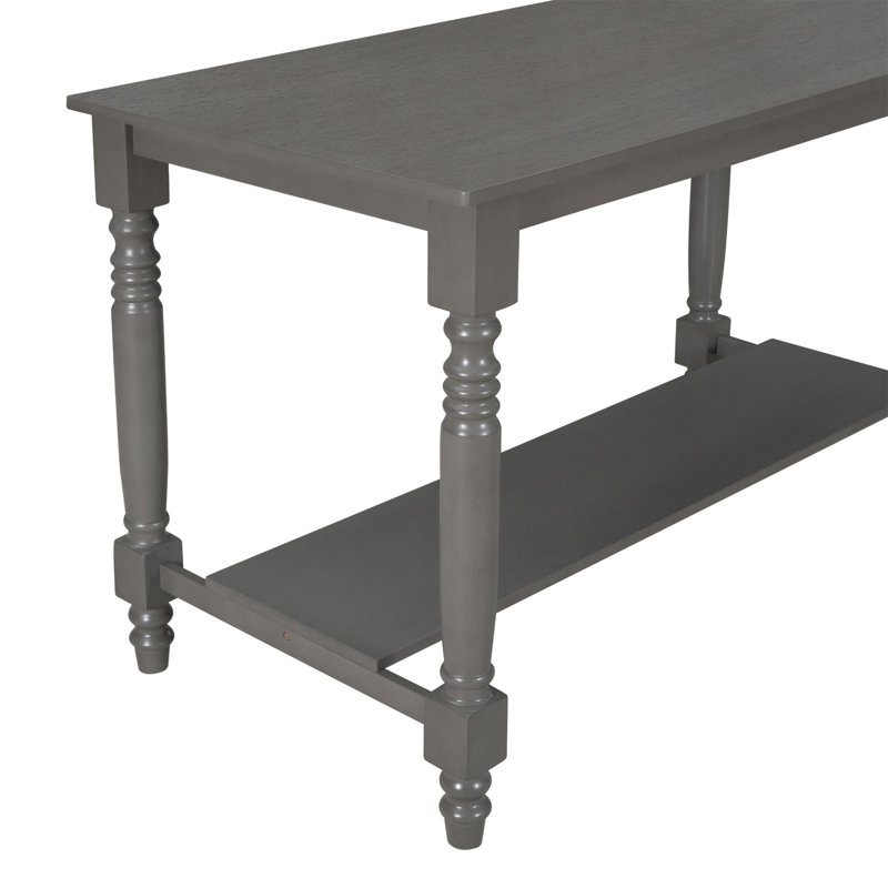 6-Piece Counter Height Dining Table Set Table With Shelf 4 Chairs And Bench For Dining Room, Beige/Grey