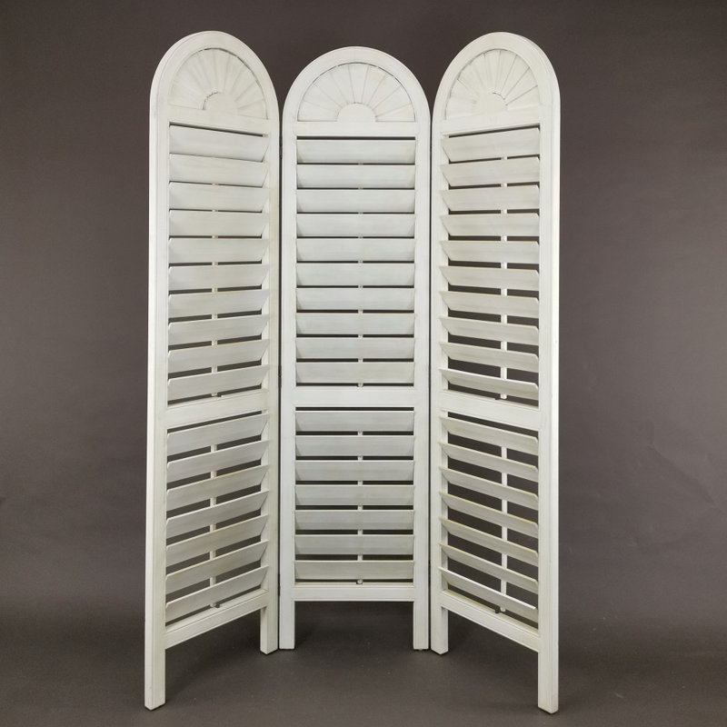 Jarboe 54'' W x 72'' H 3 - Panel Solid Wood Folding Room Divider, White
