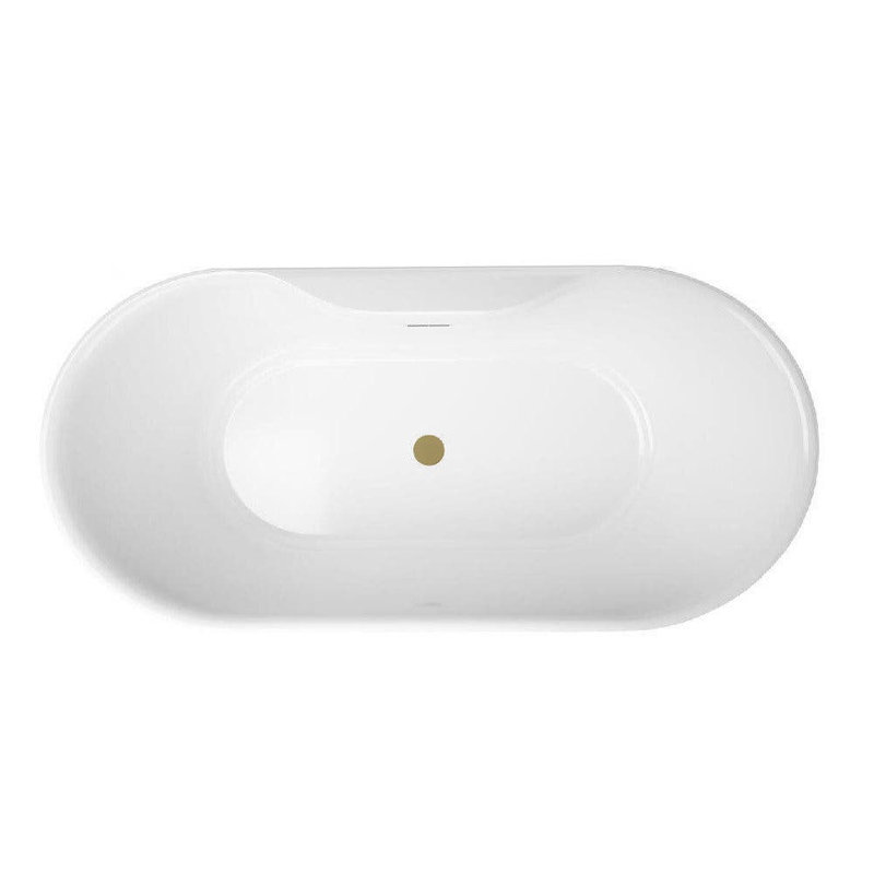 Una 67'' x 31.5'' Soaking Acrylic Bathtub, White/Brushed Brass 