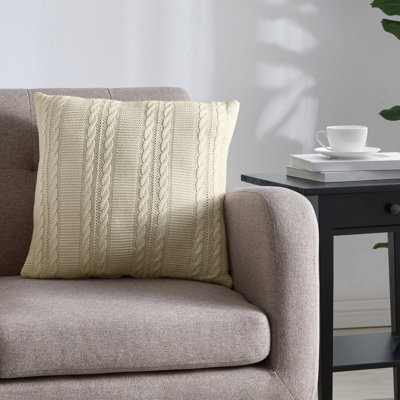Coussin décoratif en tricot torsadé de 18 po x 18 po Dublin