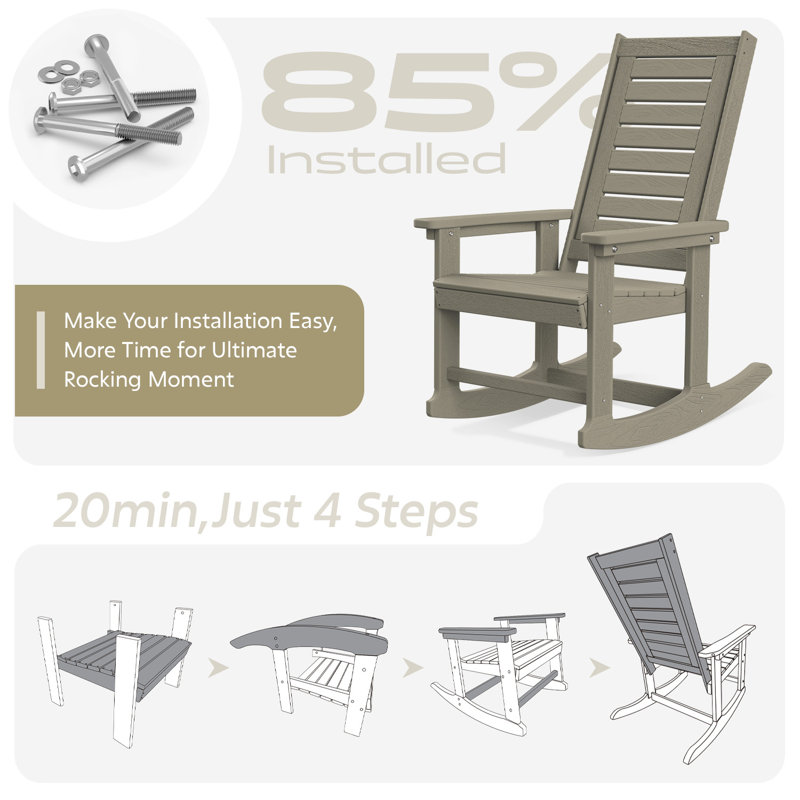 Chaise Adirondack berçante Hdpe (ensemble de 6), Bois