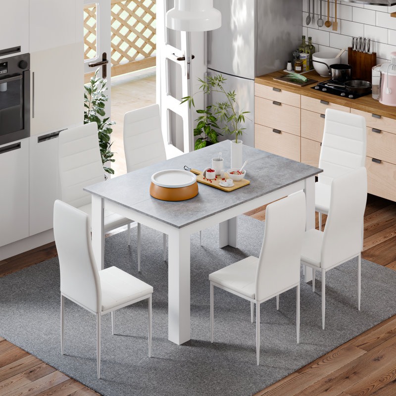 6 - Person Four Leg Dining Set, Gray