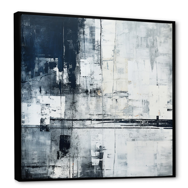 Paysage urbain noir et blanc - Expression d'art sur route IV, H 24 po x l 24 po x P 1 po, Cadre flottant noir