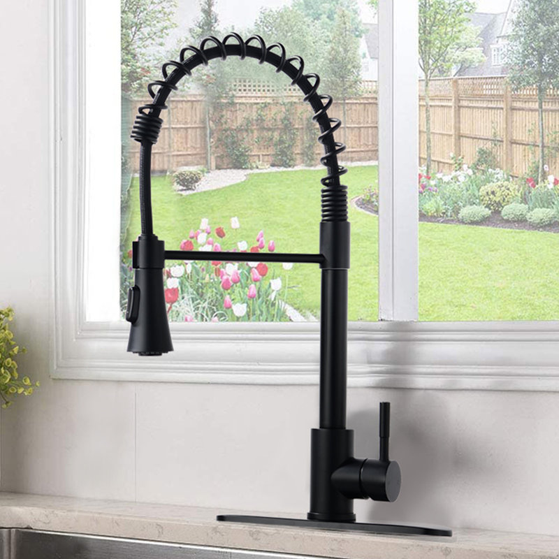Zupora Pull Down Kitchen Faucet, Matte Black