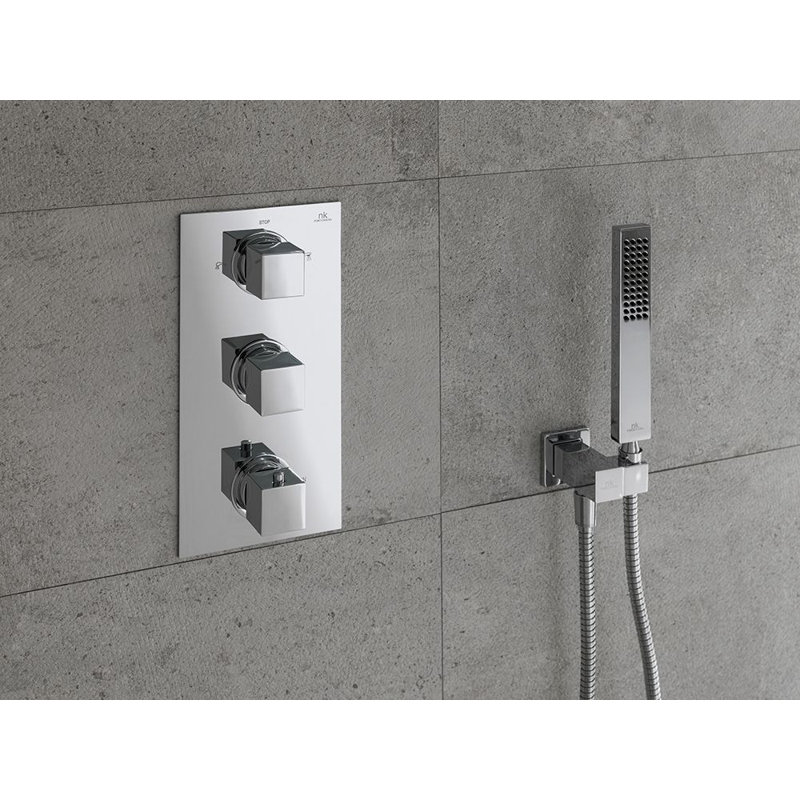 Square Pressure Balance 2 Ways (Shower Head and Handshower) in Chrome