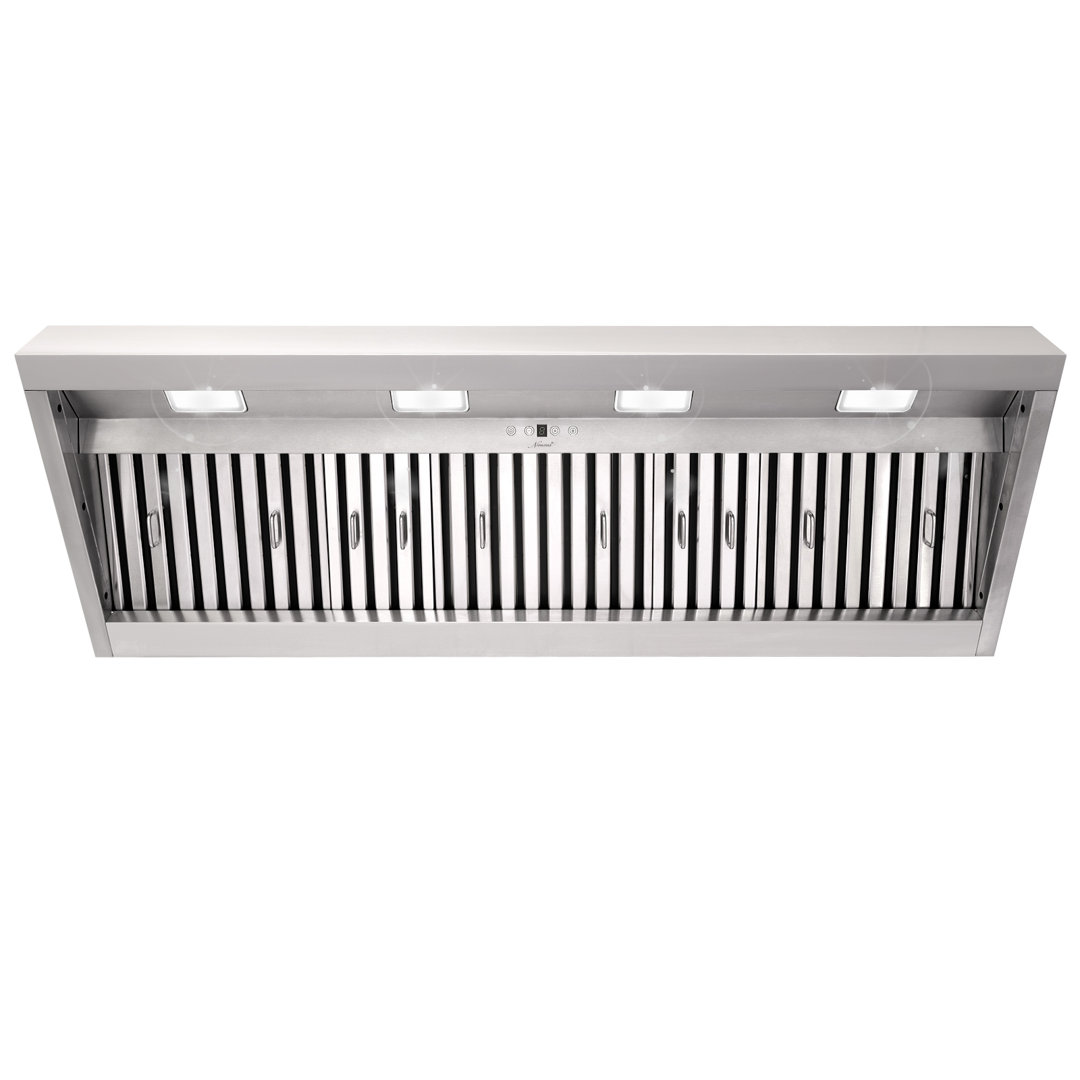 54" 1200 CFM Insert Range Hood Stainless Steel LED Light Baffle Filter Included Akicon