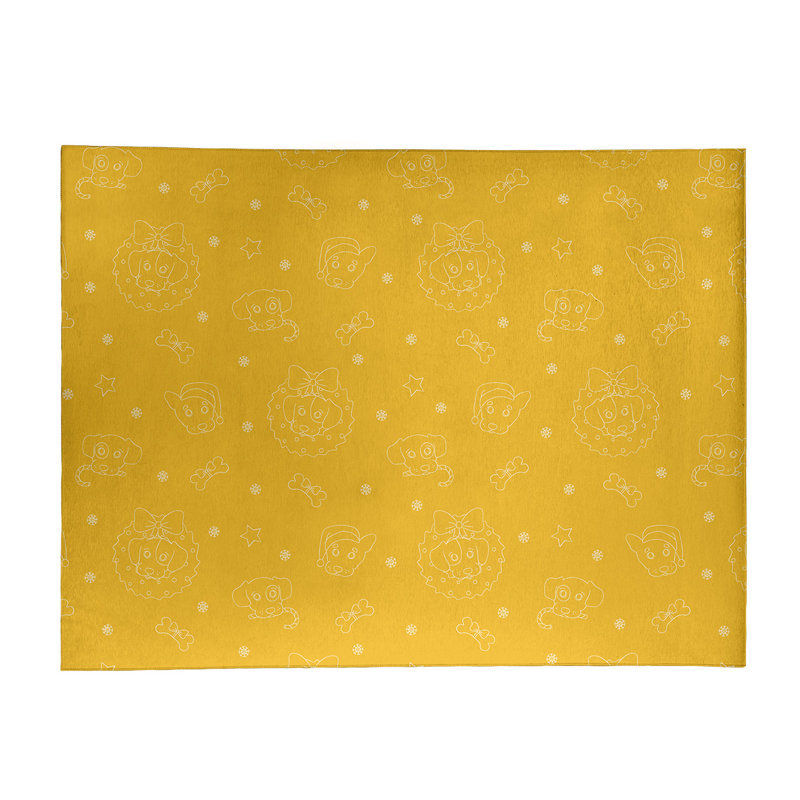 Tapis jaune fait main, Rectangle 8 pi x 10 pi