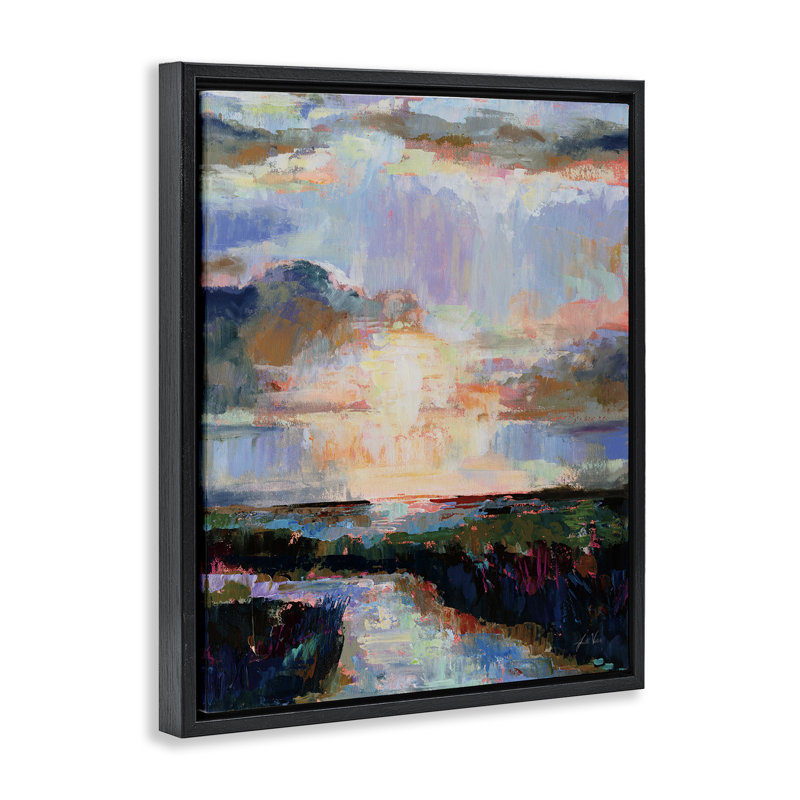 "Sunlit Tide" par Jeanette Vertentes, Cadre flottant noir de jais, H 21 po x l 17 po
