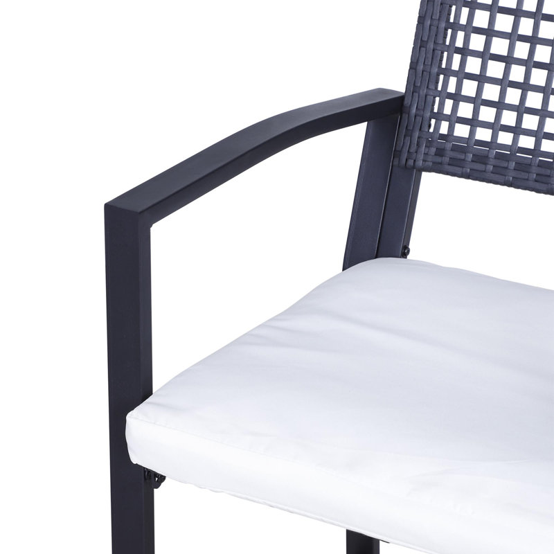 3pcs Patio Bar Set with Soft Cushion, Rattan Wicker Outdoor Furniture Set for Backyards, Lawn, Deck, Poolside