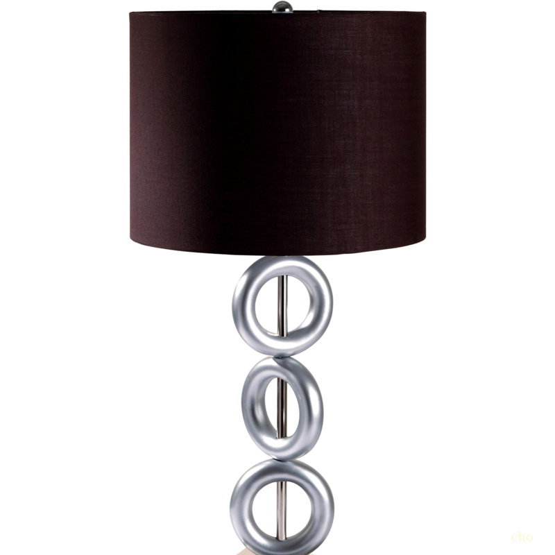Lampe de table de 29 po de hauteur en métal avec anneau, abat-jour rond