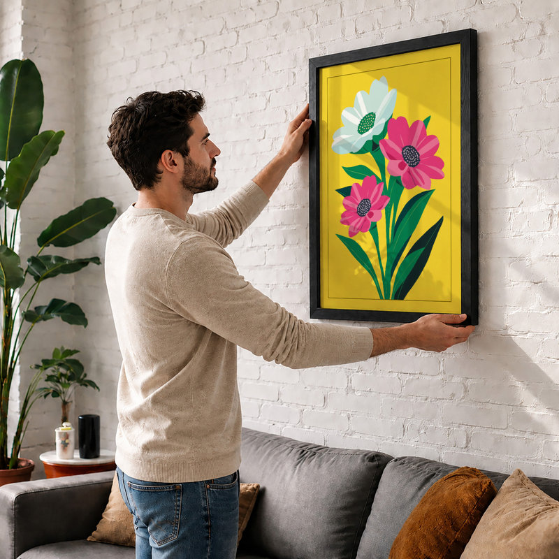 Three Blooms Botanical - Framed Print, A4 - 29.7 x 21.0 cm, White