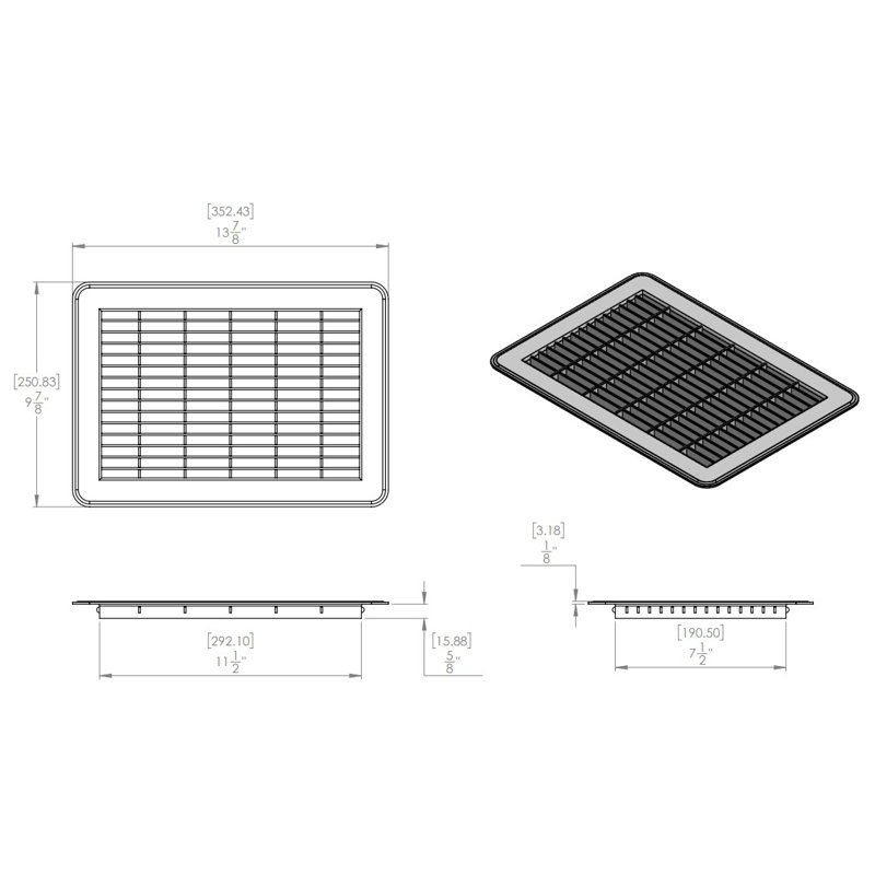Retour de plancher blanc épais, H 0,625 po x l 8 po x P 12 po