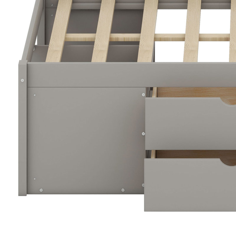 Kaella Daybed With Drawers And Shelves, Gray, Full