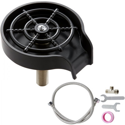 Rince-verre, 10 puissants gicleurs rotatifs à 360 ° pour lavabo, laveuse de cuisine en ABS résistant à l'usure, laveuse et porte-gobelet en ABS pour biberon, gobelet en verre, verre à vin (base noire)