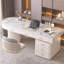 70.87" White Free Form Stone+Manufactured Wood with 6 drawers desk-109013750-109013751